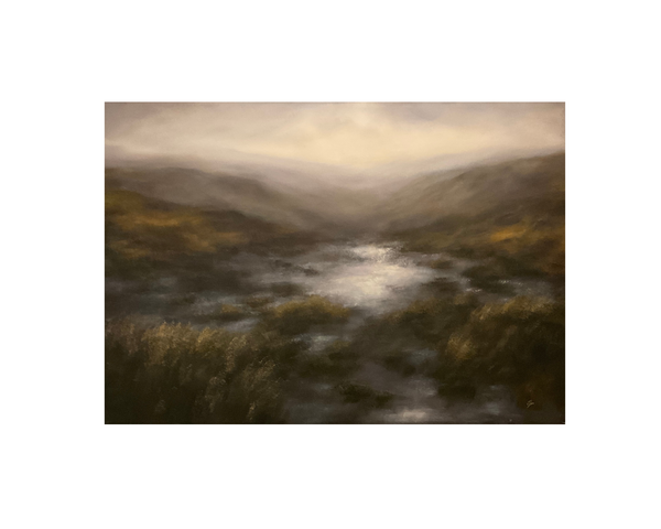 Mounted Giclée Print from original oil painting featuring ice over moorland hills.